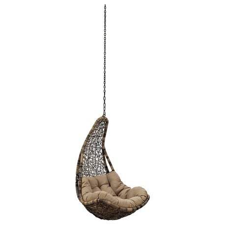 Abate Outdoor Wicker Rattan Swing Chair Without Stand, Black Mocha