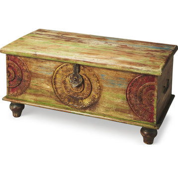 Mesa Carved Wood Trunk Cocktail Table - Assorted