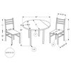 Dining Table Set, 3pcs Set, Small, 35" Drop Leaf, Kitchen, Metal, Brown, Black