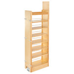 Rev-A-Shelf - Wood Tall Cabinet Pull Out Pantry Organizer With Soft Close, 11" - Rev-A-Shelf wood pantry system will maximize your storage space with this fabulous and functional pullout pantry. Available in four widths and three heights, it rides on our heavy duty soft-close slide system and boasts unprecedented adjustment and strength. Constructed of beautiful wood, adjustable shelves, door mount brackets, a telescoping rear wall and Included: all mounting hardware.