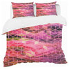 Pink Cubes Structure of Marbled Modern Duvet Cover Set, Twin
