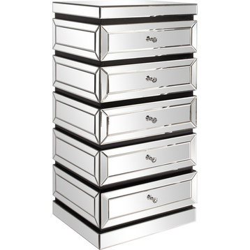 Howard Elliott 5-Tiered Mirrored Tower With Drawers