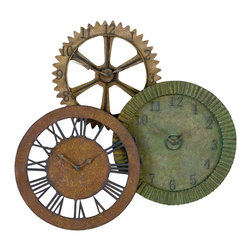 Rusty Gears 3-in-1 Metal Wall Clock - Clocks