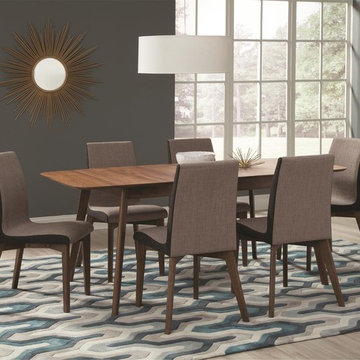 COaster Mid Century Modern 7-Pcs Dining Table Set with Extension Leaf / B106591