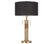 Trophy Industrial Table Lamp, Antique Brass With Black Linen Shade by LumiSource