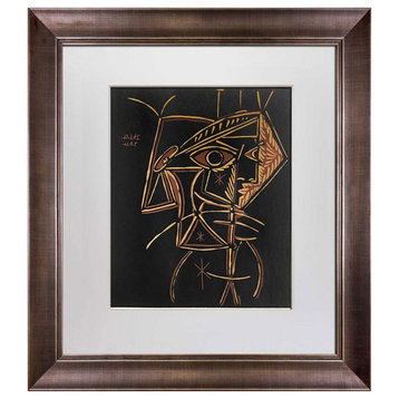 Pablo Picasso Linogravure LTD Ed. "Tete de Femme” 1959 +Custom FRAME