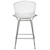 Wireback Stainless Steel Counter Stool, Set of 2, White Seat Pad