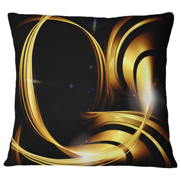 Golden Abstract Warm Fractal Design Abstract Throw Pillow, 18"x18"