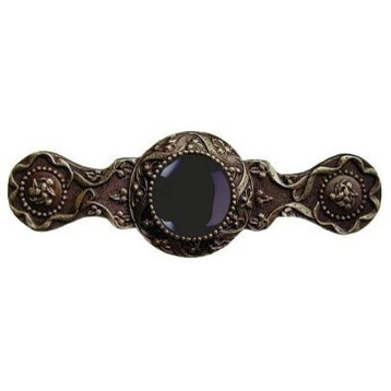 Victorian Pull, Antique-Style Brass With Onyx