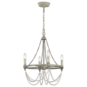 Beverly Small Chandelier, French Washed Oak / Distressed White Wood
