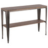 Lumisource Oregon Console Table, Espresso Wood, Antique Metal