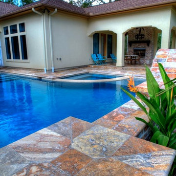 Rectangular Pool 3 - disappearing fountain and pergola
