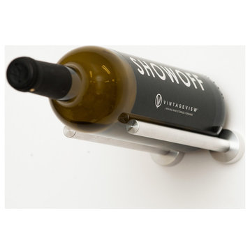Vino Rails 1 (cork-forward metal wine storage), Milled Aluminum, Drywall Mounting