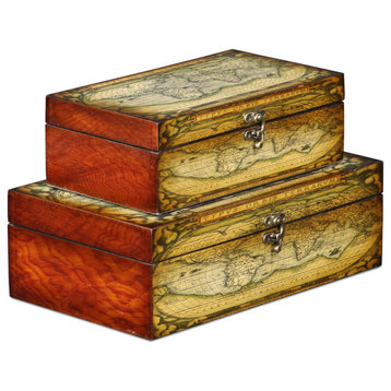 Coludi Set of 2 Wood Theatris Orbis Terrarum Boxes
