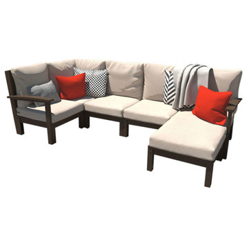 Bespoke 6-Piece Sectional Set With Ottoman, Dune/Weathered Acorn