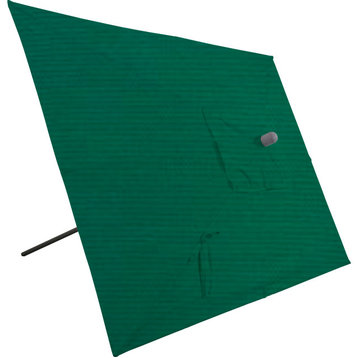 10'x6.5' Rectangular Auto Tilt Market Umbrella, White Frame, Sunbrella, Forest Green