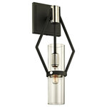 Troy Lighting - Raef Wall Sconce, Textured Black and Polished Nickel Finish, 16" - Seemingly telescoping arms support cylinders of glass, working in unison for a sense of sublime movement and purpose. A marriage of geometric forms and details evocative of a well-oiled machine, Raef will elevate your space to new heights.