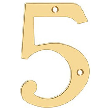 RN6-5 6" Numbers, Solid Brass, Lifetime Brass