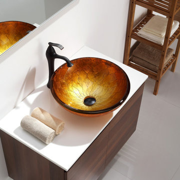 Orion Glass Vessel Sink And Ventus Faucet