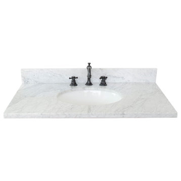 37" White Carrara Marble Top With Oval Sink