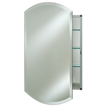 Double Arch Frameless Bevel Medicine Cabinet 24"x38" Outside Dimension, 16"x22