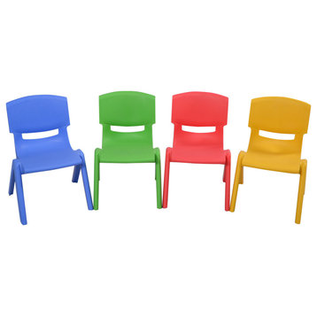 Costway Set of 4 Kids Plastic Chairs Stackable Play/Learn Furniture Colorful
