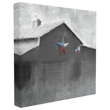 Southern Barn With Americana Star Painting Canvas Wall Art, 24"x24"