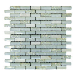 White Crystal Glass Mosaic Tile Brick Pattern (Glossy&Matte) - Home Decor
