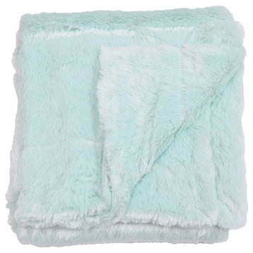 Double Sided Over-Sized Faux Fur Throw Blanket, Light Blue, 70''x80''