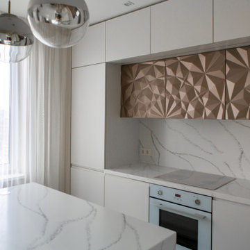 Кухня-гостиная с 3D-фасадами
