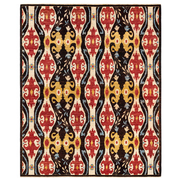 Eclectic, One-of-a-Kind Hand-Knotted Area Rug, Black, 6'9"x8'1"