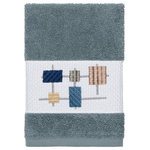 Linum Home Textiles - Khloe Embellished Washcloth - The KHLOE Embellished Towel Collection features a mod geometric grid embroidery on a woven textured border.