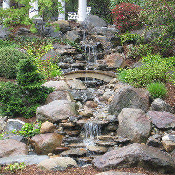 Backyard Waterfall pond and garden in Connecticut by Matthew Giampietro