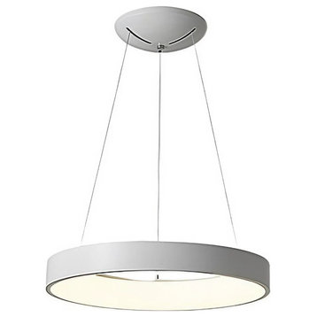 MIRODEMI® Champery | Minimalistic White Chandelier in the Shape of Circle, White, Dia19.7xh3.9+59.1", Trichromatic Light