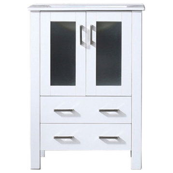 Lexora Home Volez 24" Single Vanity with Integrated Sink in White