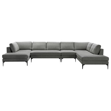 Zoe 4-Piece Fabric Double Chaise Sectional, Gray