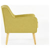 GDF Studio Fontinella Mid-Century Modern Fabric Tufted Arm Chair, Verdure Yellow, Set of 2