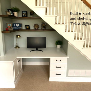 Custom built in desk with floating shelves