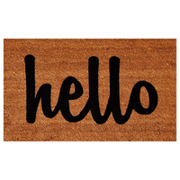 Hello Doormat Natural/Black Script, 17"x29"