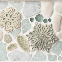 Snowflakes - Green | Snow Dog Collection - Mosaic Tile