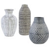 Uttermost Natchez Earthenware Geometric Vase in Light Gray (Set of 3)