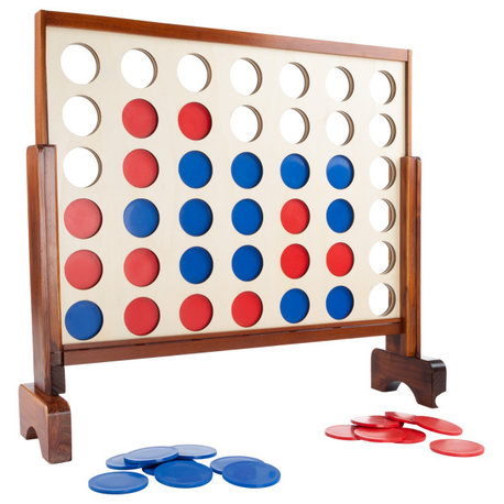 4-In-a-Row Family Game Giant Wooden Classic Activity for Indoors or Outdoors