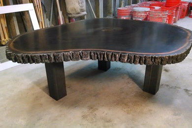 Artistic concrete wood coffee table