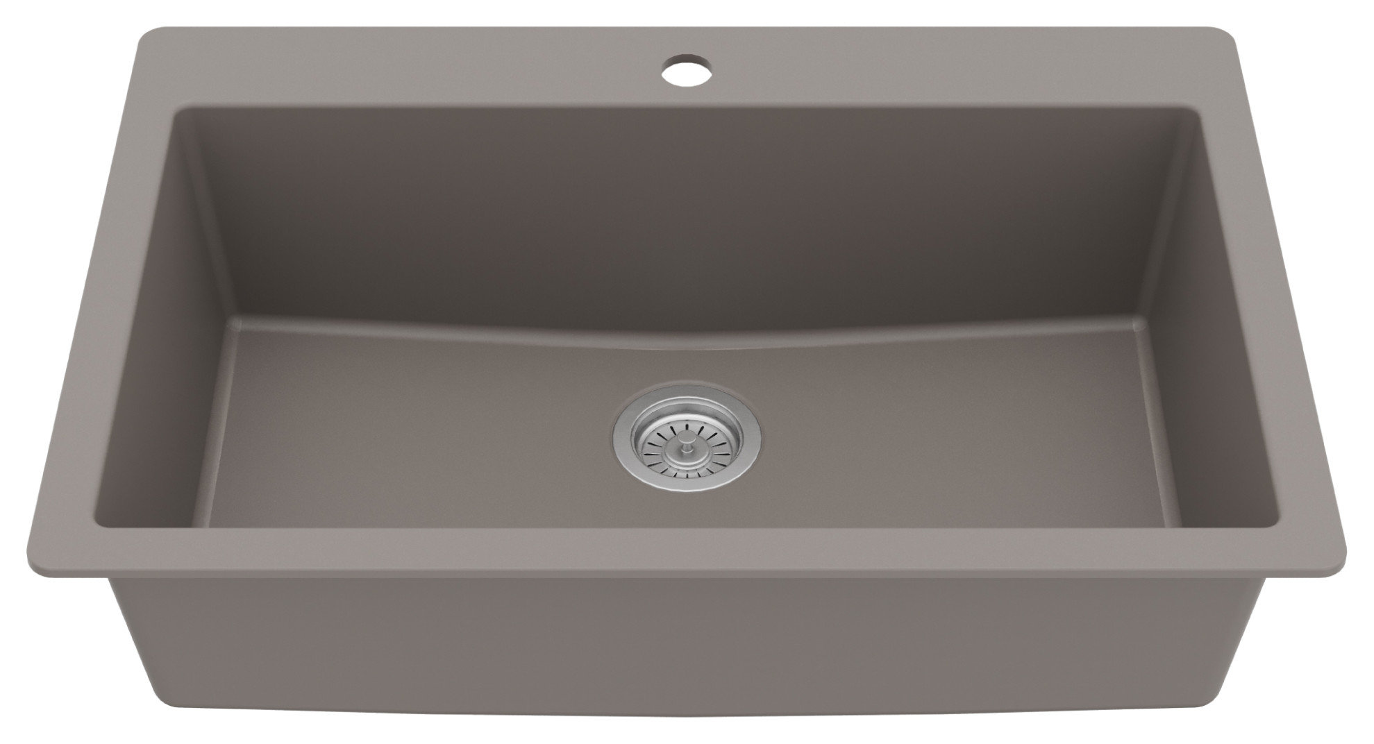 Karran QT-812 Top Mount 33" Large Single Bowl Quartz Kitchen Sink, Concrete