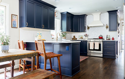 Kitchen of the Week: Deep Blue Cabinets and Eclectic Touches