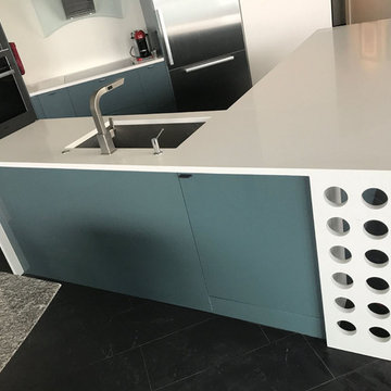 Waterfall Countertop with Wine Storage
