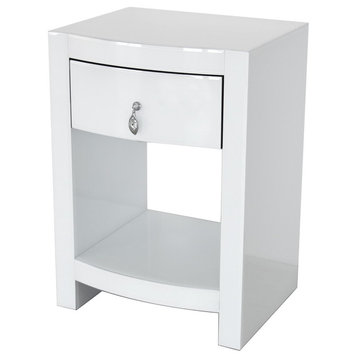 Hot Curved White Glass Nightstand