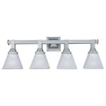 Maxim Lighting International - Brentwood 4-Light Bath Vanity Sconce, Satin Nickel, Frosted - Brighten up your powder room with the classic Brentwood Bath Vanity Fixture. This 4-light vanity fixture is beautifully finished in satin nickel with frosted glass shades to match your existing hardware. Whether hung over a pedestal sink or a full vanity, this fixture illuminates your space and sheds light on your morning and nightly routines.