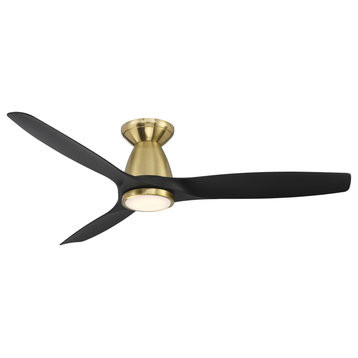 Skylark 3-Blade Flush Mount Ceiling Fan, Soft Brass/Matte Black