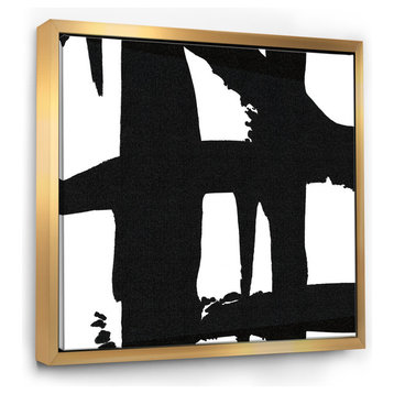 Designart Black White Crossing Paths Ii Print Canvas Art, Gold, 46x46